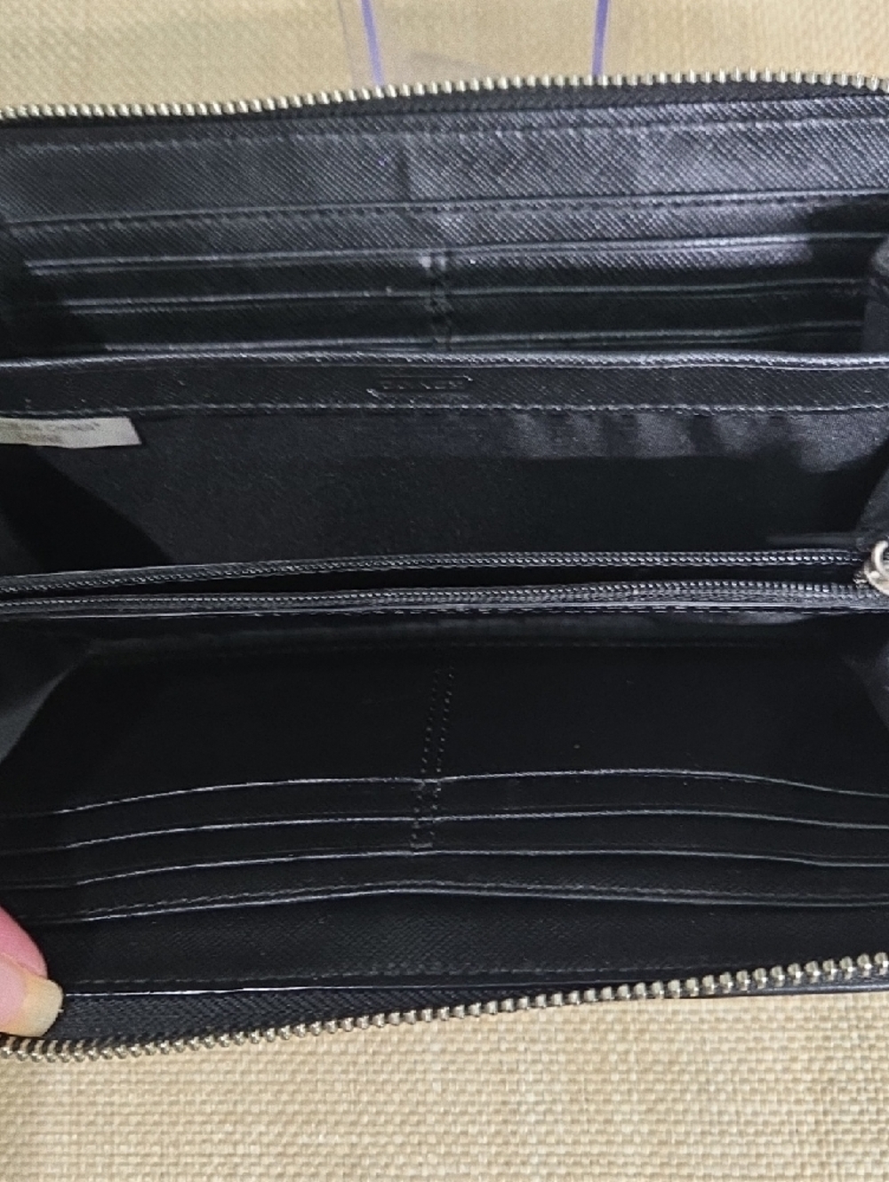 Coach Black Woven Zip-Around Wallet - Picture 5 of 9